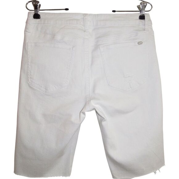 Special A Los Angeles White Cutoff Stretch Bermuda Jean Shorts Distressed L - Picture 3 of 5